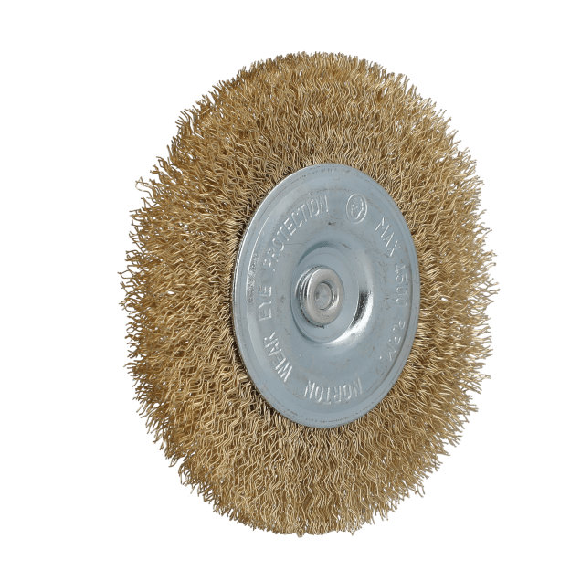 Norton Clipper Classic Spindle-Mounted Crimped Wire Wheel Brush - 4" - Brass