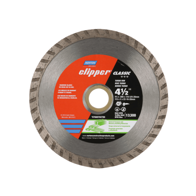 4 1/2 in. Norton Clipper Classic Diamond Blade Turbo RIM for General Purpose Masonry Building Materials