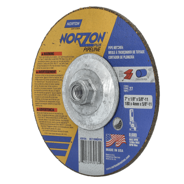 Norton NorZon Plus Pipeline Depressed Center Wheels - Type 27