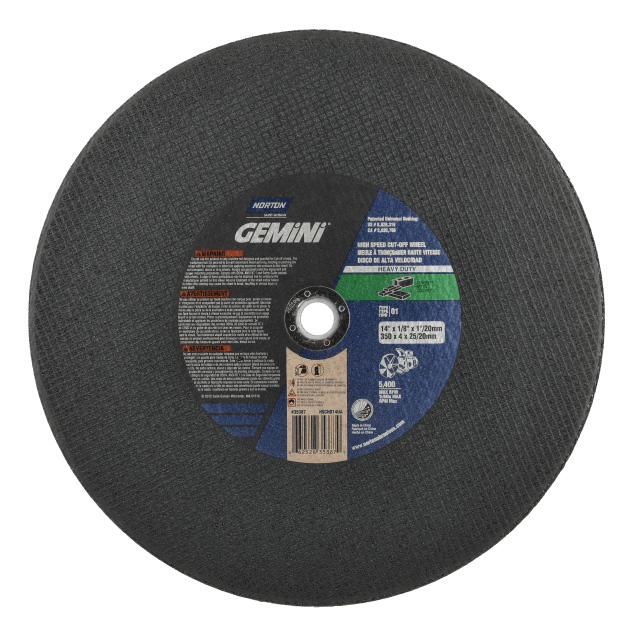 Norton Gemini High-Speed Cut-off Wheel - Type 01 -  14 X1/ 8 X1 /20mm