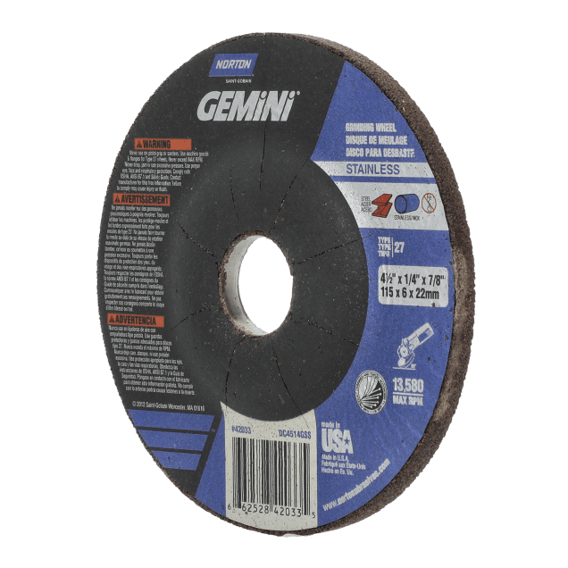 Norton Gemini Depressed Center Wheel - Type 27 Grinding