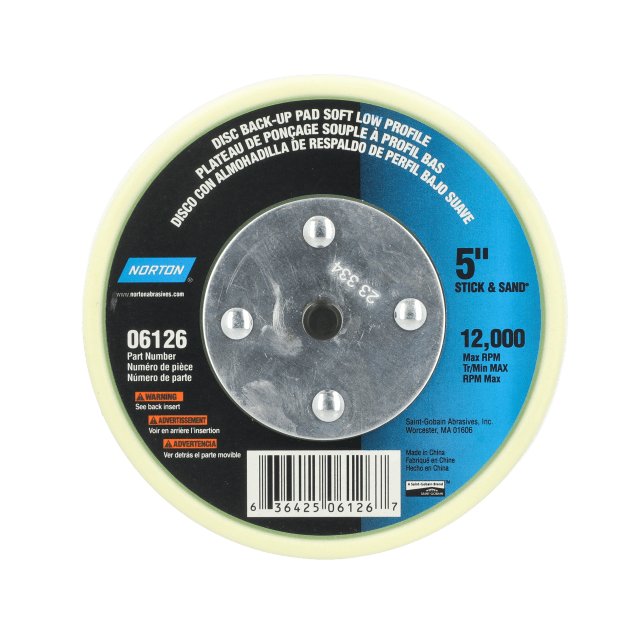 Norton Stick & Sand Soft Low Profile Back-Up Pad - 5"