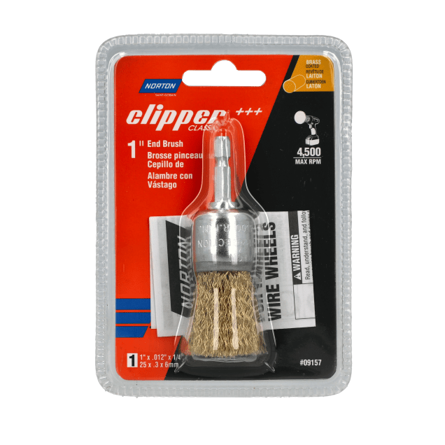 Norton Clipper Classic Crimped Wire End Brush - 1" - Brass