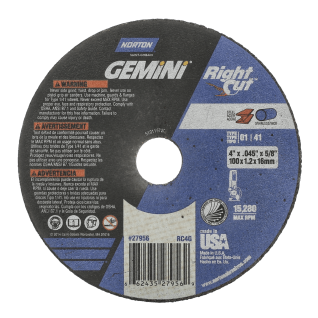 Norton Gemini RightCut Small Diameter Cut-off Wheel - Type 01/41