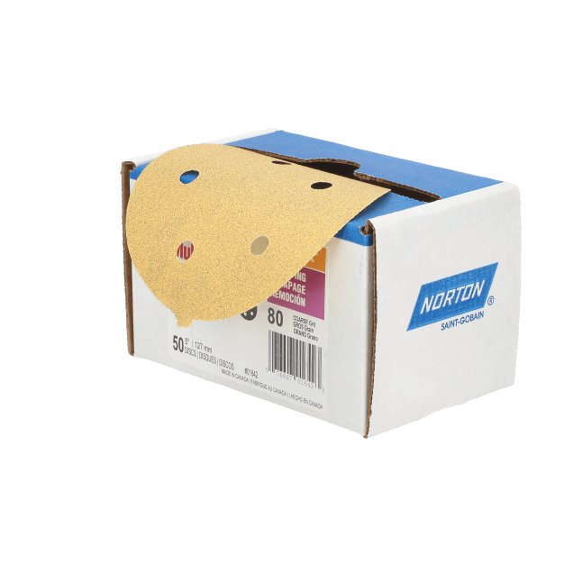 Norton MultiSand Stick & Sand PSA Paper Linked Discs - 5" x 5 Hole - P80 - Packaged