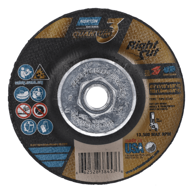 Norton Quantum3 Depressed Center Wheel - Type 27/42 for Cutting