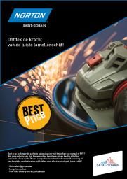 Cover Norton lamellenschijf promo brochure met applicatieafbeelding haakse slijper en lamellenschijf