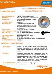Ficha Técnica DCD linea clipper turbo 180 codigo 70184624372