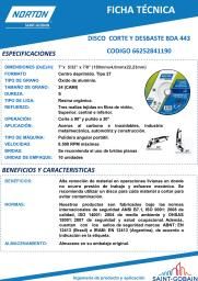 Ficha técnica Disco de corte y desbaste BDA 443  66252841190 