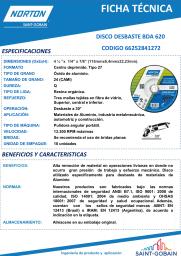 Ficha tecnica Disco de Desbaste BDA 620mm