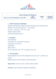 Ficha Técnica - Disco Diamantado Pro - Segmentado
