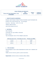 FICHA TÉCNICA - DISCO DIAMANTADO STANDARD