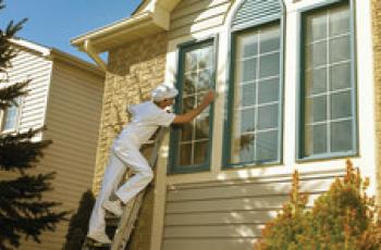Sanding exterior window trim prior to painting