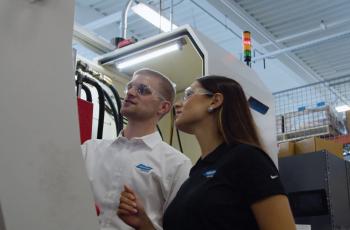 application engineers with machine