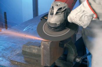 Grinding wheel in use