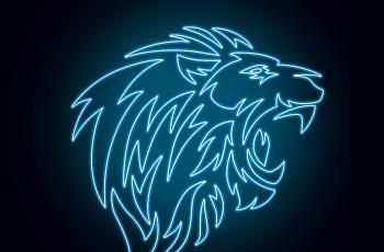 Lion Super Bleue 5 stylisé en néon