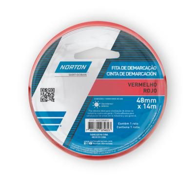 66623386812 - FITA DE DEMARCAÇÃO VERMELHO NORTON 48MM X 14M (ANG 1)