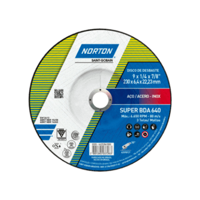 66252841000 - DISCO DE DESBASTE NORTON SUPER BDA 640 - 230 x 6,4 x 22,23 MM (ANG 1)