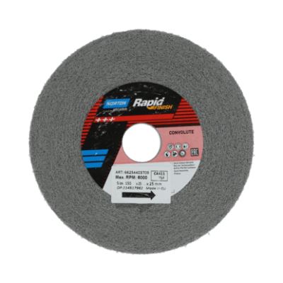 66254403709 Convolute Wheels Norton Light Finishing 152.4x25.4x25.4 Grit FINE