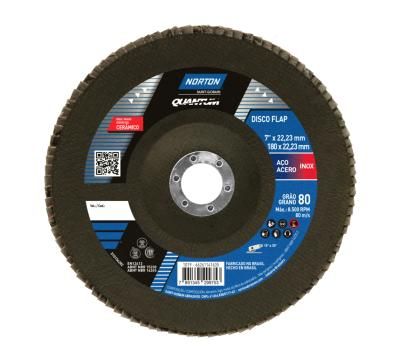 66261141635 - FLAP DISC NORTON - QUANTUM - GRAO 80 - 180 X 22,23 MM - 1019 (ANG 1)