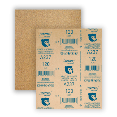 05539503047 - FOLHA DE LIXA MADEIRA A237 GRAO 120 NORTON 225 X 275 MM (ANG 3)