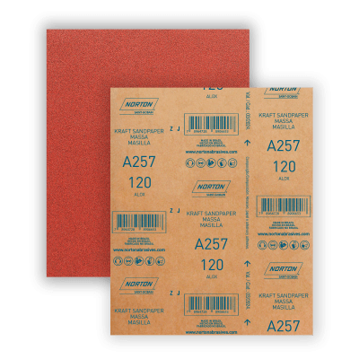 05539503063 - FOLHA DE LIXA MASSA A257 GRAO 120 NORTON 225 X 275 MM (ANG 3)