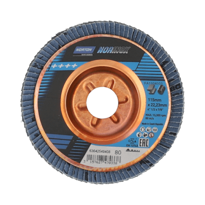 63642549408 Flap Discs Norton Norinox Metal Pad 115x22 Grit 80