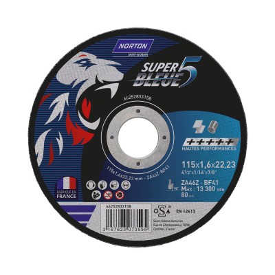 66252833158 Flat cutting off wheel Angle Grinder Norton SUPER BLEUE 4-METAL INOX-115x1.6x22.23