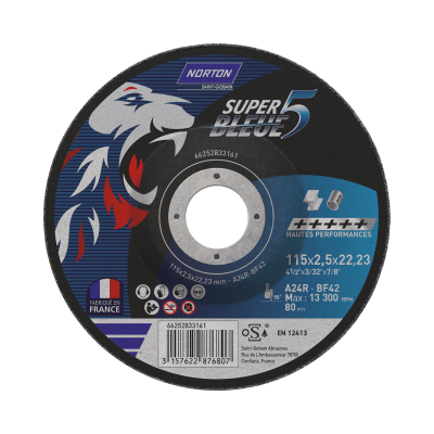 66252833161 Depressed center cutting off wheel Angle Grinder Norton SUPER BLEUE 4-METAL INOX-115x2.5x22.23
