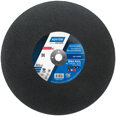 66252842043 - DISCO DE CORTE NORTON BNA RAIL 356X4,0X25,40MM (ANG 3)