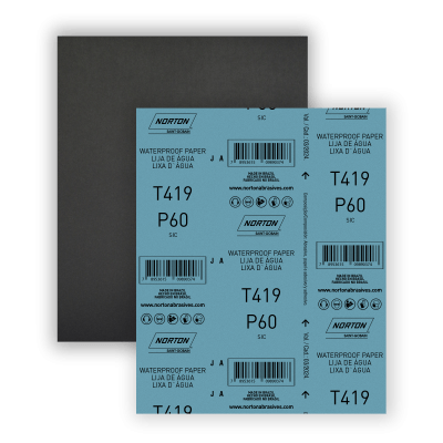 69957365858 - FOLHA DE LIXA ÁGUA PREPARAÇÃO T419 GRÃO P60 NORTON 230 X 280 MM (ANG 3)