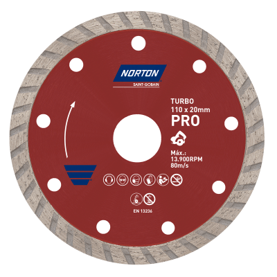 70184624362 - DISCO DIAMANTADO NORTON PRO TURBO 110 X 20 MM (ANG 1)