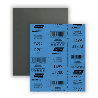77696093850 - FOLHA DE LIXA PRÉ-POLIMENTO MICROFINAT499 GRÃO P1200 NORTON 230 X 280 MM (ANG 3)