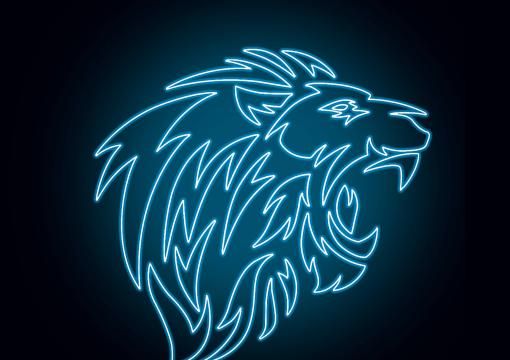 Lion Super Bleue 5 stylisé en néon