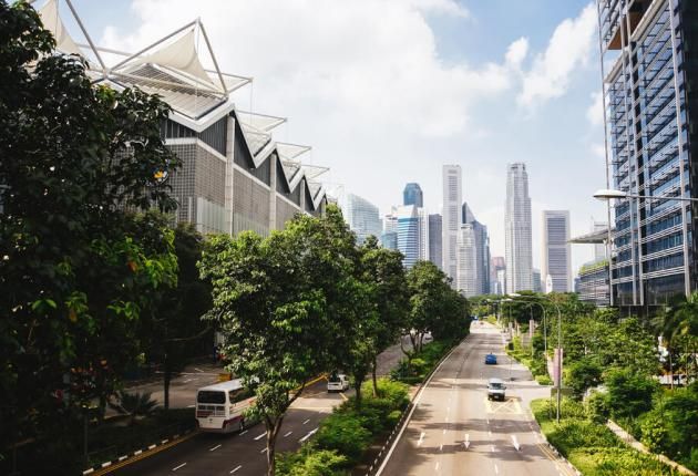 City landscape with buildings and trees