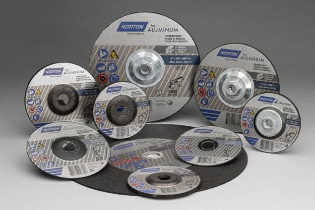 Norton grinding and cutting wheels for use on aluminum and other non-ferrous soft metals