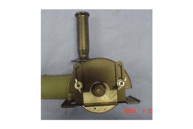 A properly guarded angle grinder