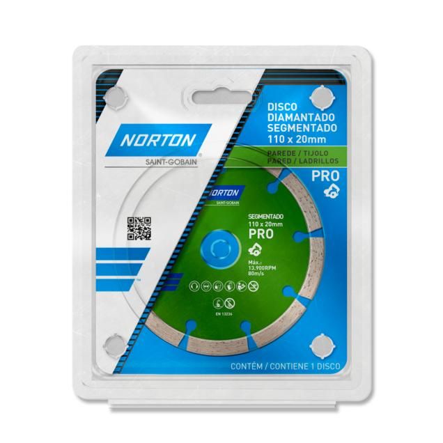 70184624361 - DISCO DIAMANTADO NORTON PRO SEGMENTADO 110 X 20 MM (ANG 2)