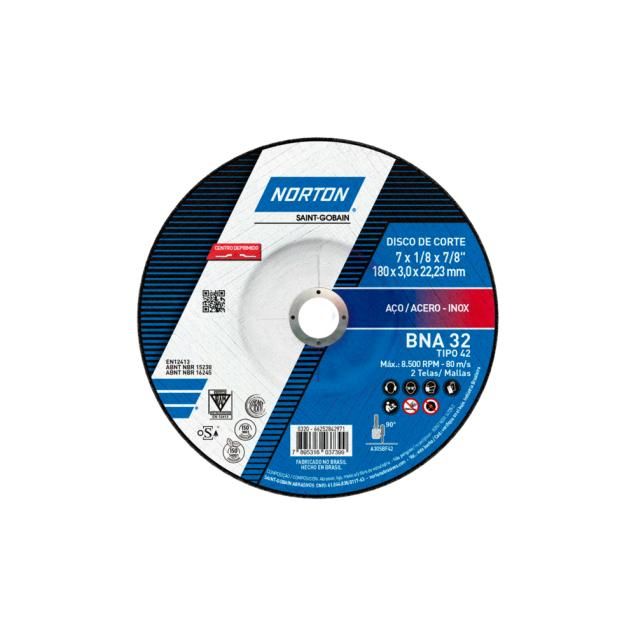 66252842971 - DISCO DE CORTE NORTON BNA 32 - 180 x 3,0 x 22,23 MM (ANG 1)