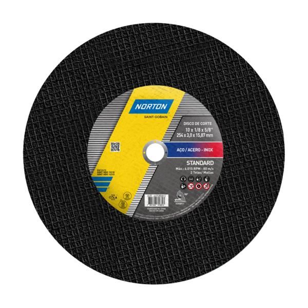 66252850812 - DISCO DE CORTE NORTON STANDARD - 254 X 3,0 X 15,97MM