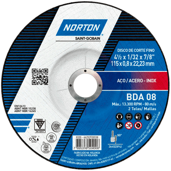 Disco de Corte Fino BDA08 Ultra Delgado Norton