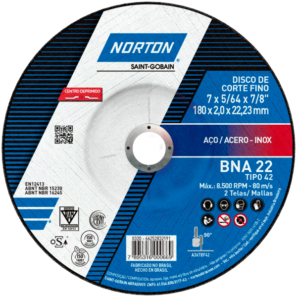 Disco de Corte Fino BNA22 Norton