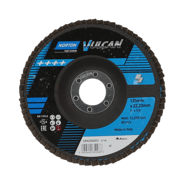 63642589253 Flap Discs Norton Vulcan Alox 125x22 Grit 40