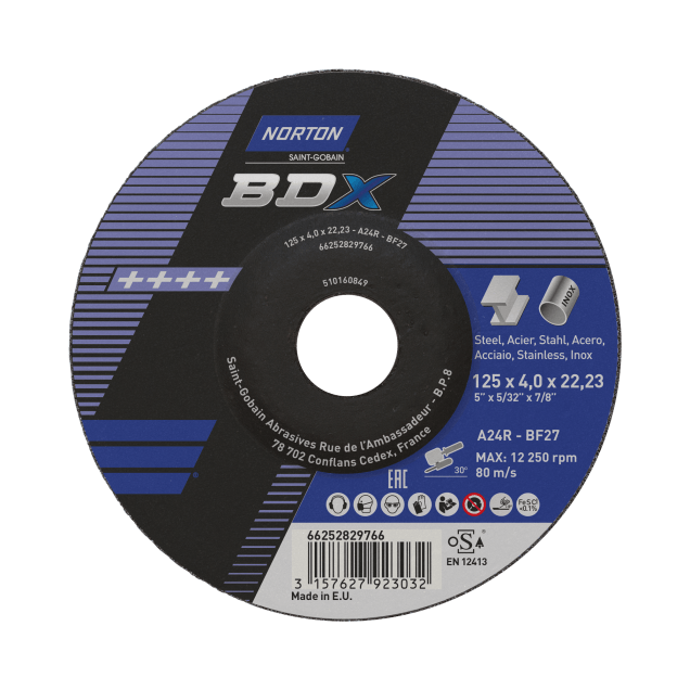 66252829766 Grinding wheel Norton BDX STEEL,STAINLESS STEEL 125x4x22.23