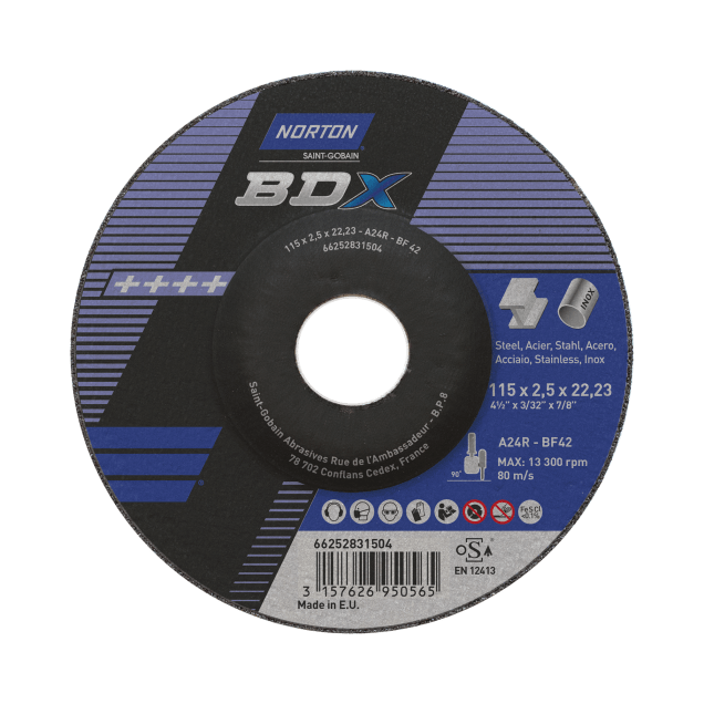 66252831504 Depressed center cutting off wheel Norton BDX 115x2.5x22.23
