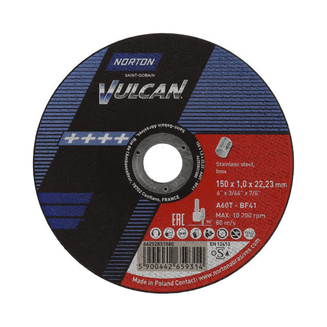 Flat cutting off wheel Angle Grinder VULCAN-METAL-150x1.1x22.23