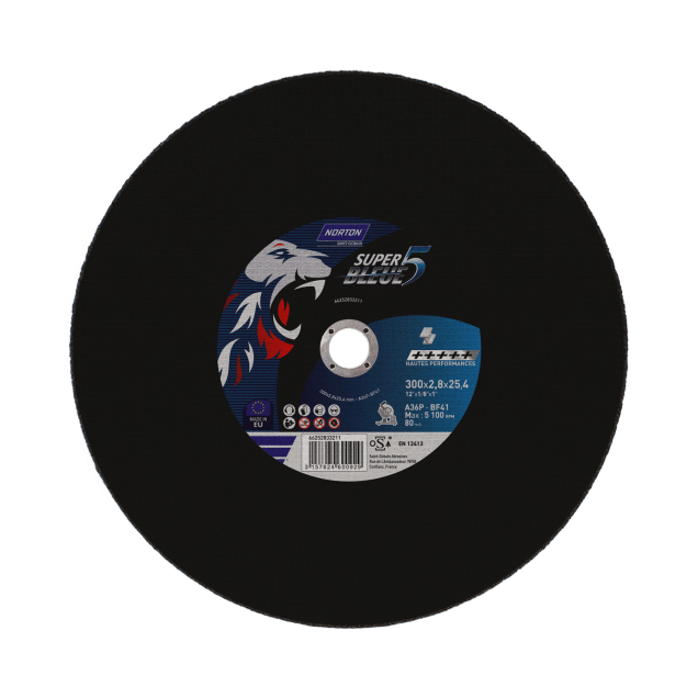 66252833211 Flat cutting off wheel Chop Saws Norton SUPER BLEUE 4-METAL-300x2.8x25.4