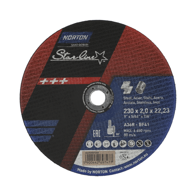 66252837248 Norton Starline Ultra Thing Cutting Disc 23x2x22.2 GRIT 36