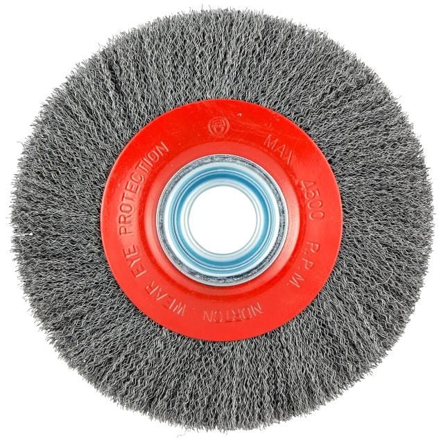 Norton Carbon Steel Crimped Wire Arbor Bench Wheel Brush | Norton