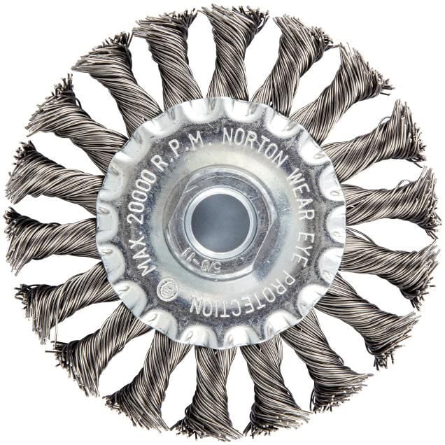 Norton Carbon Steel Standard Twist Knot Wire Arbor Wheel Brush